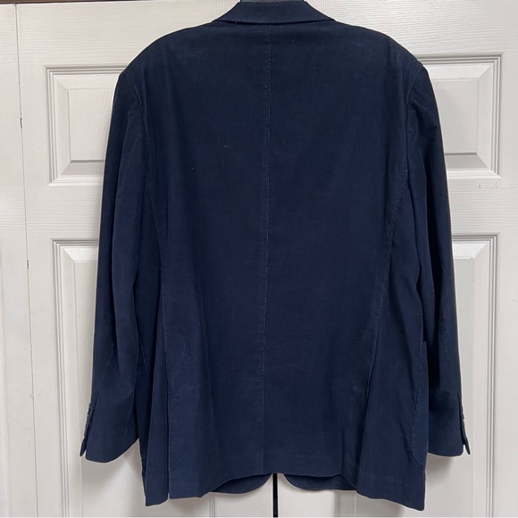 T Harris London Mens Jacket Size Large Corduroy Navy Blue with Emblem - Picture 10 of 12